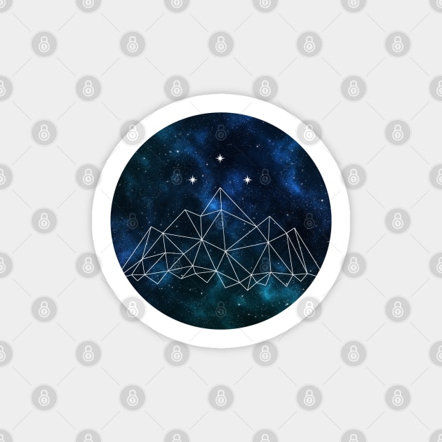 Night court - geometric mountain and stars on galaxy background Sticker by Ranp